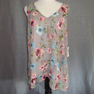 NWT Thalia Soldi Sleeveless V-Neck Open Back Ruffle Top Attached Necklace sz L